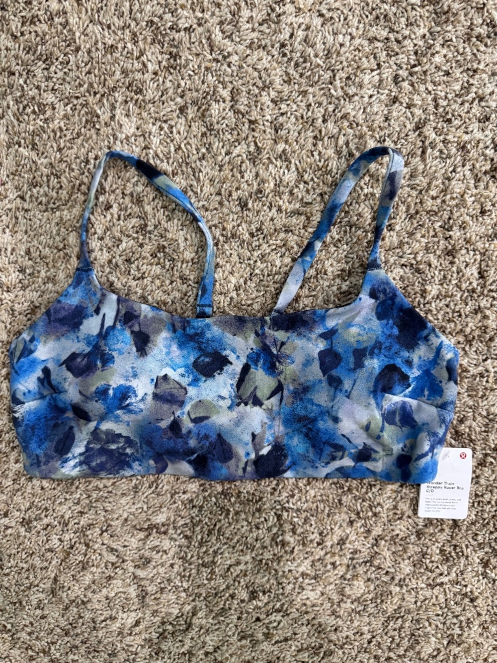 Lululemon Wunder Train Strappy Racer Bra C/D 10 Opulent Floral Blue Multi NWT